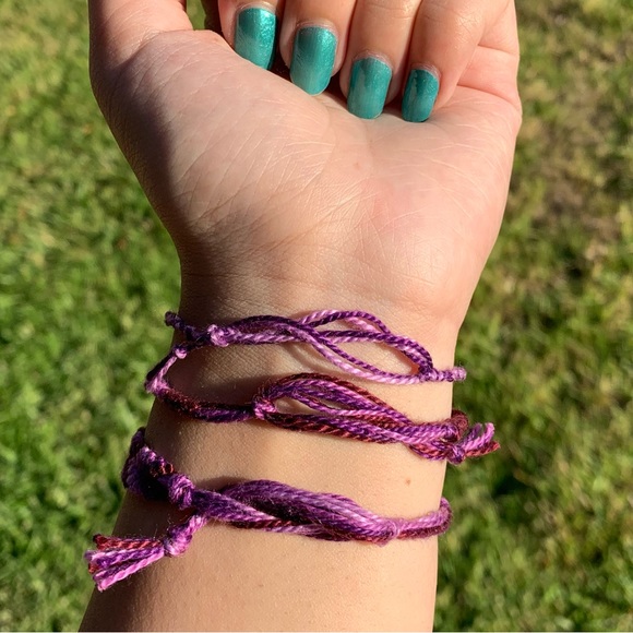 3 Woven Friendship Bracelets (Purple) - Picture 7 of 8